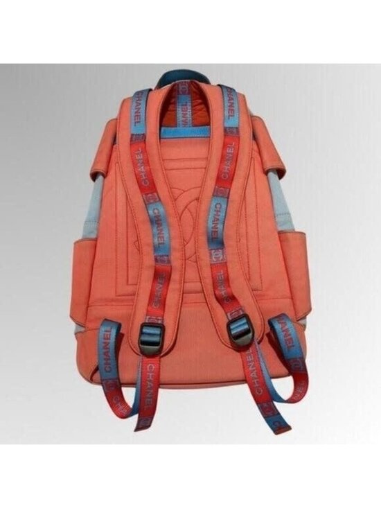 Chanel CC Sport Line Nylon Backpack Bag Multicolor Blue Red Vintage